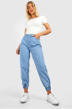 Boohoo Womens Basics High Waisted Boyfriend Jogger Jeans - - 14