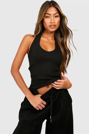 Boohoo Womens Rib Thick Binding Halter Neck Vest - - 14