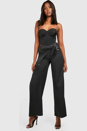 Boohoo Womens O Ring Waist Band Detail Satin Trouser - - 6