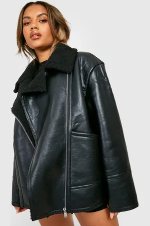 Boohoo Womens Plus Borg Collar Aviator Jacket - - 16