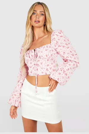 Boohoo Womens Floral Tie Balloon Sleeve Corset - - 6