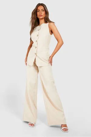 Boohoo Womens Textured Straight Leg Trousers - - 10