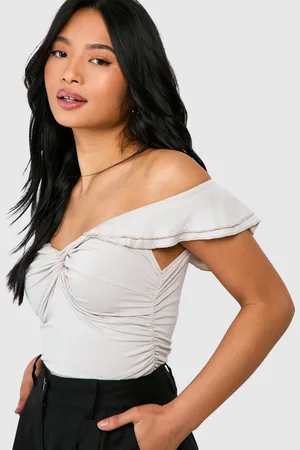 Boohoo Womens Petite Frill Detail Off The Shoulder Top - - 12