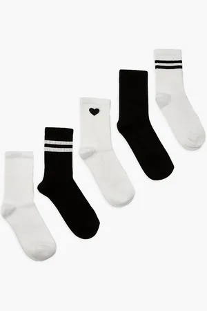 Boohoo Womens Heart & Stripes Sports Socks 5 Pack - - One Size
