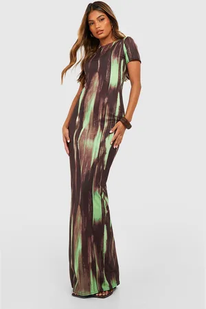 Boohoo Womens Abstract Cap Sleeve Maxi Dress - - 6