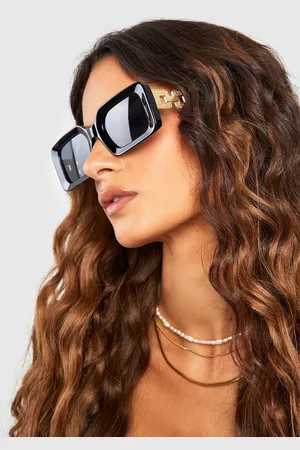 Boohoo Womens Chain Side Rectangle Sunglasses - - One Size