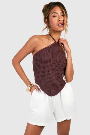 Boohoo Womens Crochet Halterneck Top - - L