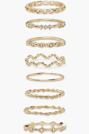 Boohoo Womens Twist Wave Ring Pack - - S