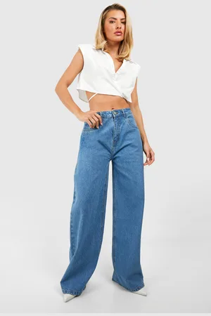 Boohoo Womens Bright High Rise Straight Leg Jeans - 8