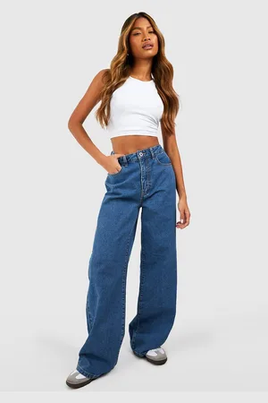 Boohoo Womens Basics High Waisted Wide Leg Jeans - - 10