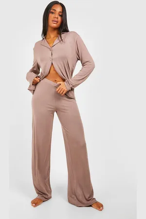 Boohoo Womens Peached Jersey Wide Leg Pyjama Trouser - - 8
