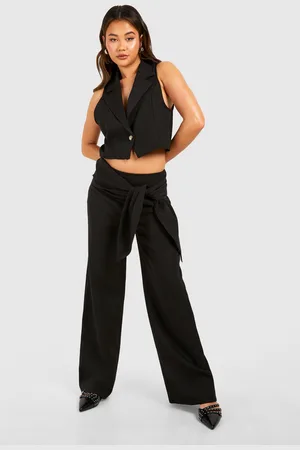 Boohoo Womens Drape Side Wide Leg Trousers - - 6