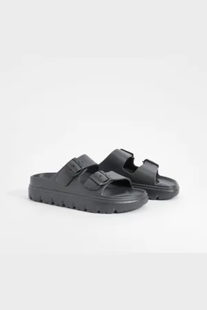 Boohoo Womens Wide Fit Double Strap Buckle Sliders - - 3