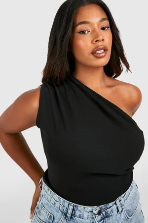 Boohoo Womens Plus One Shoulder Ruched Asymmetric Top - - 28
