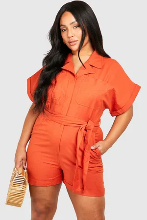 Boohoo Womens Plus Woven Utility Belted Playsuit - - 16