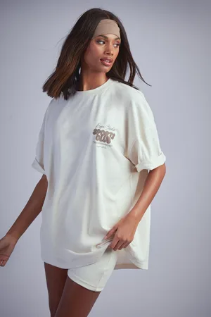 Boohoo Womens Dsgn Studio Sports Bubble Slogan Oversized T-Shirt - - M