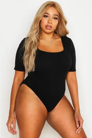 Boohoo Womens Plus Rib Knit Short Sleeve Bodysuit - - 28