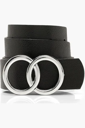 Boohoo Womens Double Silver Ring Detail Boyfriend Belt - - One Size
