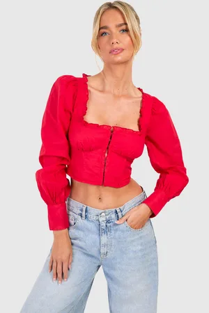 Boohoo Womens Frill Detail Hook And Eye Corset - - 6
