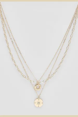 Boohoo Womens Layered Circle Pendant Necklace - One Size