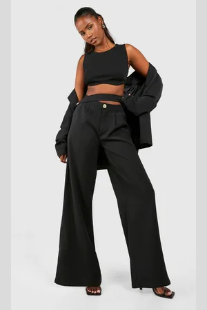 Boohoo Womens Tab Front Pleat Detail Wide Leg Trousers - - 6