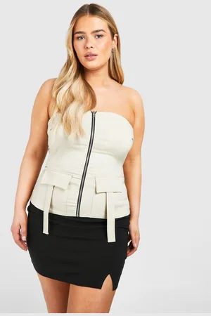 Boohoo Womens Plus Bandeau Zip Up Pocket Detail Top - - 16