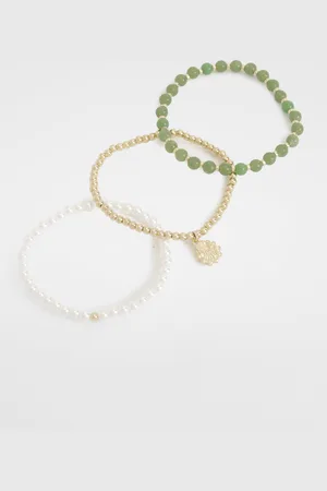 Boohoo Womens Beaded Pearl Bracelet Pack - - One Size