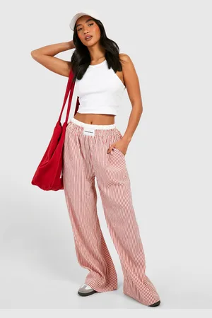 Boohoo Womens Petite Contrast Waistband Pinstripe Trouser - - 6