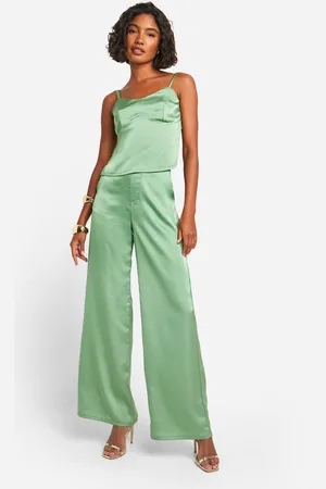 Boohoo Womens Tall Satin Wide Leg Trousers - - 8