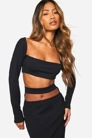 Boohoo Womens Rib Square Neck Super Crop Top - - 10