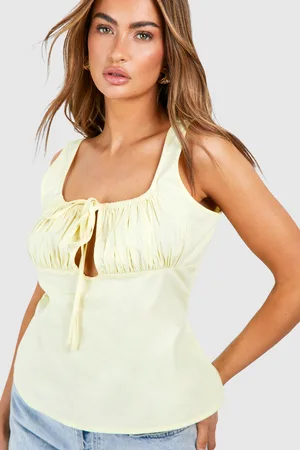 Boohoo Womens Poplin Ruched Bust Top - - 6