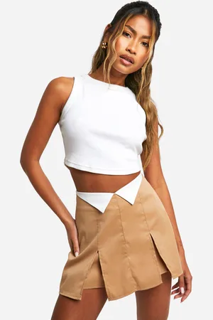 Boohoo Womens Twill Fold Over Detail Skorts - - 6