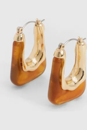 Boohoo Womens Marble Square Chunky Hoop Earrings - - One Size