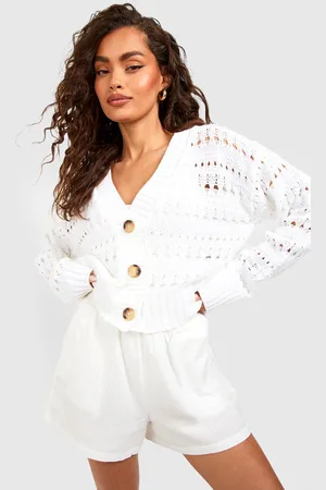 Boohoo Womens Crochet Button Through Crop Cardigan - - M