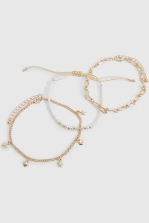 Boohoo Womens Starfish Charm Anklet 3 Pack - One Size