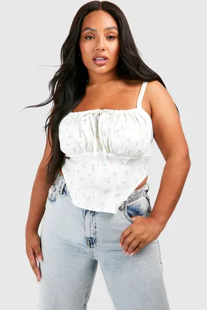 Boohoo Womens Plus Tie Front Ditsy Corset Top - - 16