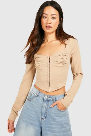 Boohoo Womens Tall Crepe Corset Dip Top - - 8