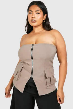 Boohoo Womens Plus Zip Through Utility Corset Top - - 28