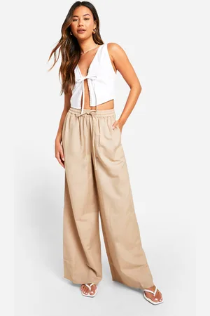 Boohoo Womens Thick Linen Look Wide Leg Trouser - - 6