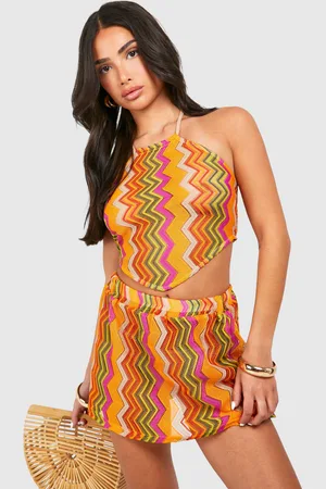 Boohoo Womens Petite Zig Zag Tie Beach Top - - 6