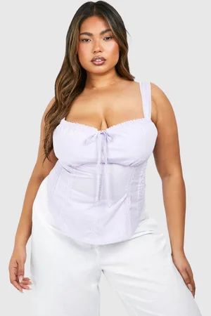 Boohoo Womens Plus Lace Detail Tie Front Cotton Corset Top - - 16