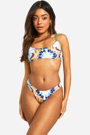 Boohoo Womens Tie Dye Chain Trim Straps Bikini Set - - 6