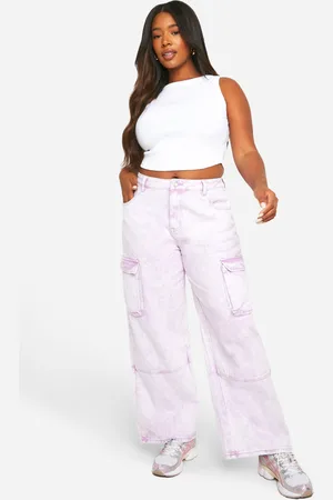 Boohoo Womens Plus Washed Cargo Denim Jean - - 16