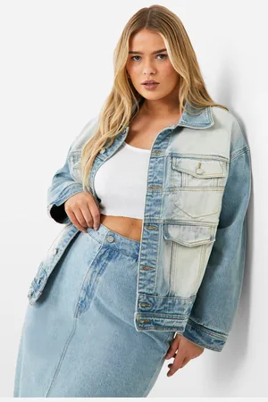Boohoo Womens Plus Washed Oversized Denim Jacket - - 18