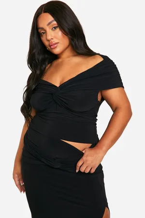 Boohoo Womens Plus Double Slinky Twist Front Off Shoulder Top - - 28
