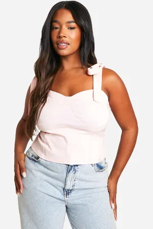 Boohoo Womens Plus Bengaline Tie Bow Corset Top - - 16
