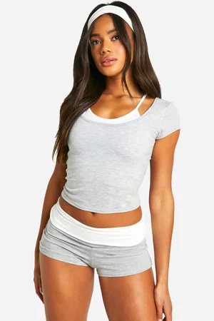 Boohoo Womens Contrast Cap Sleeve Layered Top - - 16