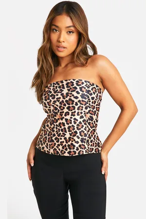 Boohoo Womens Petite Bandeau Leopard Print Corset Top - - 8