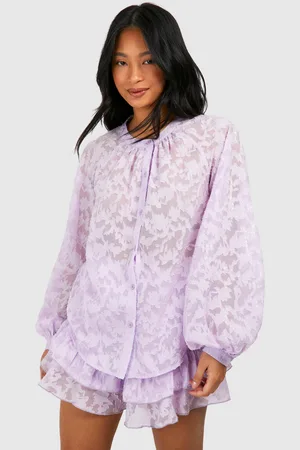 Boohoo Womens Petite Sheer Textured Fabric Beach Shirt - - 8