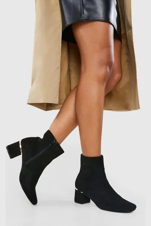 Boohoo Womens Wide Fit Hardware Detail Block Heel Boots - - 8